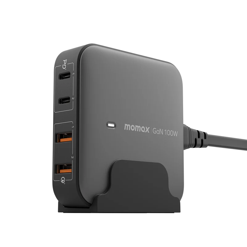 Momax Oneplug 100W 4 Port Gan Desktop Charger  Color  Black