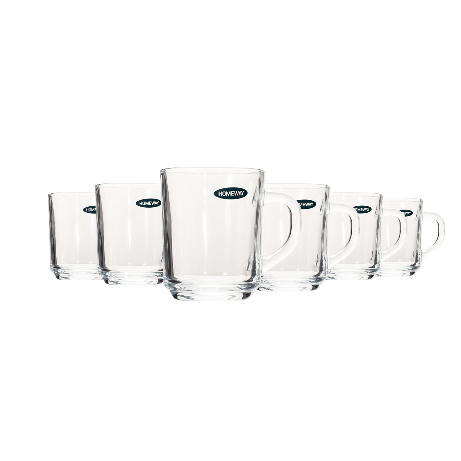Homeway Glass Mug Classic 6 Pcs Set- 8Oz HW2960