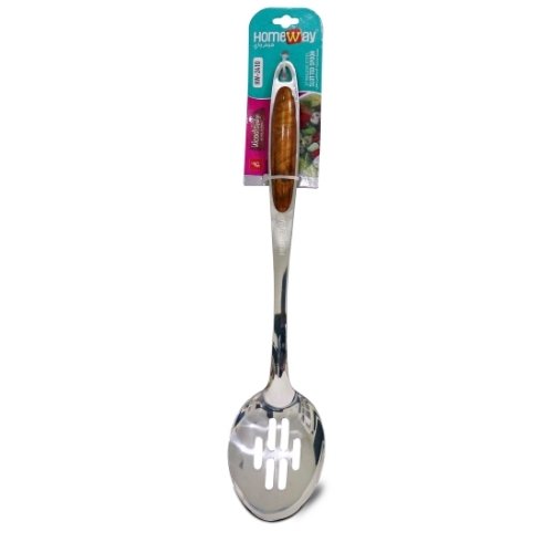 Homeway Stainless Steel Slotted Spoon Woodi Design  HW2410