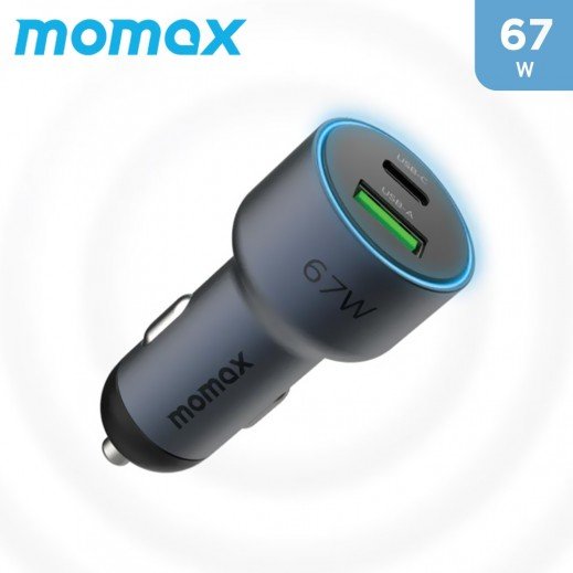Momax Move 67W Dual Port Car Charger  Color  Space Grey
