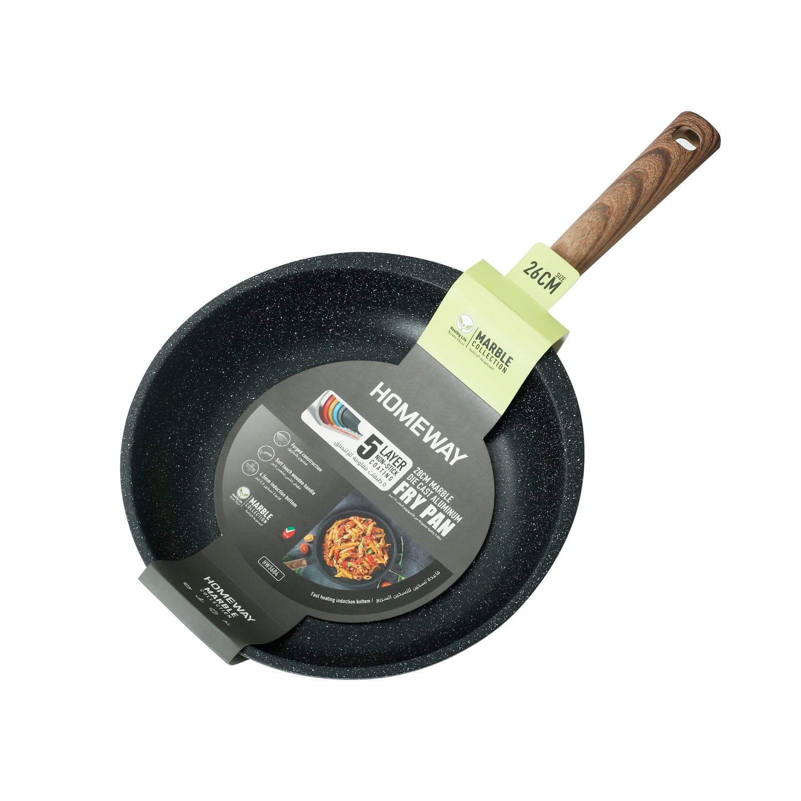 Homeway Marble Die Cast Aluminium Fry Pan 26Cm HW3684